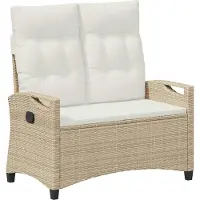 vidaXL Banco de jardín con cojines, color beige y crema, 105 x 60 x 112 cm