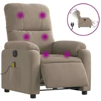 Syfax Sillón reclinable masaje eléctrico tela microfibra gris taupe