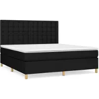 Syfax Cama box spring con colchón tela negro 160x200 cm
