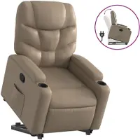 Syfax Sillón reclinable elevable cuero artificial color capuchino