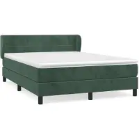 Syfax Cama box spring con colchón terciopelo verde oscuro 140x190 cm