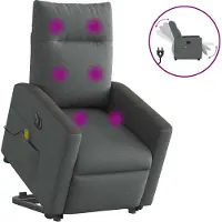 Syfax Sillón de masaje eléctrico reclinable elevable tela gris oscuro