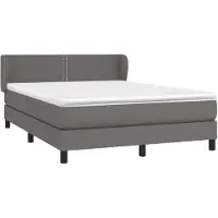 Syfax Cama box spring con colchón cuero sintético gris 140x200 cm