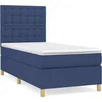 Syfax Cama box spring con colchón tela azul 90x200 cm