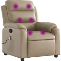 Syfax Sillón de masaje, color marrón capuchino, tapizado en cuero sintético