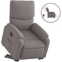 Syfax Sillón eléctrico reclinable elevable de tela gris taupe