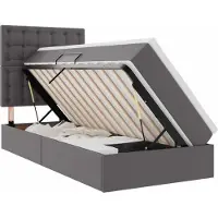 Syfax Cama con almacenamiento Gris 100 x 200 cm Cuero sintético