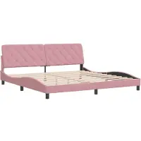 Syfax Estructura cama sin colchón terciopelo rosa 200x200 cm