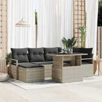 Prolenta Maison Exclusive - Juego de sofá de jardín de 7 piezas, color gris claro, fabricado en ratán sintético