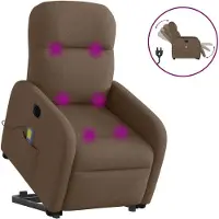 Syfax Sillón de masaje eléctrico reclinable elevable tela marrón