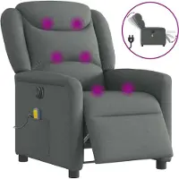 Syfax Sillón reclinable de masaje eléctrico tela gris oscuro