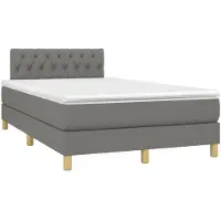 Prolenta Maison Exclusive: Base de cama con somier y colchón, color gris oscuro, 120x190 cm, tapizado en tela