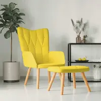 Prolenta Maison Exclusive: Sillón de relax con reposapiés, tapizado en tela color mostaza
