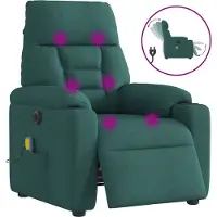 Syfax Sillón reclinable de masaje eléctrico tela verde oscuro
