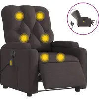 Syfax Sillón de masaje eléctrico, color marrón oscuro, tapizado en tela