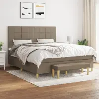 Prolenta Maison Exclusive: Base de cama con somier y colchón, color taupe, 160x200 cm, tapizado en tela