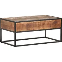Syfax Mesa de centro de madera de acacia rugosa 90x50x40 cm