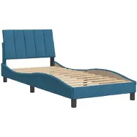Syfax Estructura de cama sin colchón Hanko terciopelo azul 80x200 cm