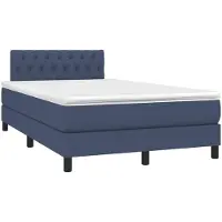 Syfax Cama box spring con colchón tela azul 120x190 cm