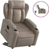 Syfax Sillón elevable eléctrico cuero artificial capuchino
