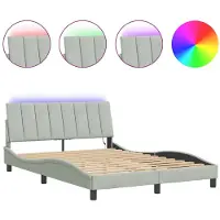 Syfax Estructura de cama con LED sin colchón Hanko terciopelo gris claro 120x200 cm