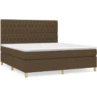 Syfax Cama box spring con colchón tela marrón oscuro 180x200 cm