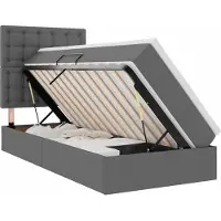 Syfax Cama de almacenamiento LED con colchón Gris oscuro 90 x 200 cm