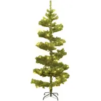 Syfax Árbol de Navidad en espiral con luces y soporte verde 180 cm