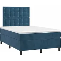 Prolenta Maison Exclusive: Base de cama con somier y colchón, color azul oscuro, 120x190 cm, tapizada en terciopelo