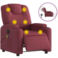 Syfax Sillón de masaje reclinable eléctrico tela rojo tinto