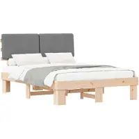 Syfax Estructura de Cama con Cabecera Tapizada Gris Claro