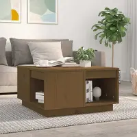 Prolenta Maison Exclusive - Mesa de centro color miel, 60x61x32,5 cm, madera maciza de pino