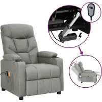 Syfax Sillón de masaje eléctrico tela gris claro
