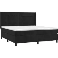 Syfax Cama box spring con colchón terciopelo negro 160x200 cm