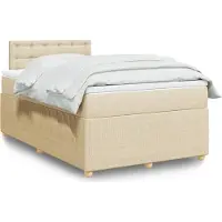 Prolenta Maison Exclusive - Base de cama con somier y colchón, color crema, 120x190 cm, tejido