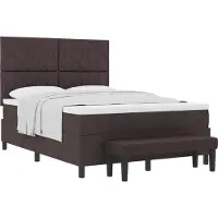 Syfax Cama con somier y colchón, color marrón oscuro, 160 x 200 cm, tapizada en tela