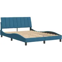 Syfax Estructura de cama sin colchón Hanko terciopelo azul 140x200 cm