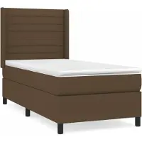 Syfax Cama box spring con colchón tela marrón oscuro 90x200 cm