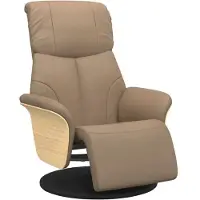 Syfax Sillón reclinable con reposapiés, color marrón cappuccino, tapizado en cuero sintético