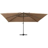 Syfax Sombrilla voladiza jardín luces LED poste aluminio taupe 4x3 m