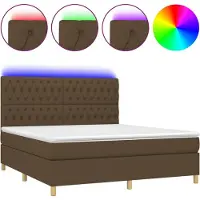 vidaXL Cama con somier y colchón , color marrón oscuro, 180x200 cm, tapizada en tela