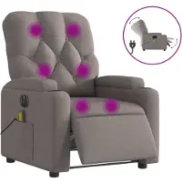 Syfax Sillón reclinable de masaje eléctrico tela gris taupe
