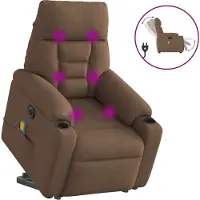 Syfax Sillón de masaje eléctrico reclinable elevable tela marrón