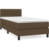 Syfax Cama box spring con colchón tela marrón oscuro 80x200 cm