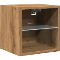Syfax Mueble de TV de pared con luces LED roble artisian 30x28,5x30cm