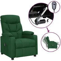 Prolenta Maison Exclusive - Sillón reclinable eléctrico, color verde oscuro, tapizado en tela