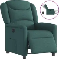 Syfax Sillón reclinable eléctrico tela verde oscuro