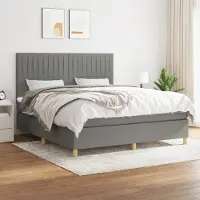 Prolenta Maison Exclusive - Base de cama con somier y colchón, color gris oscuro, 180x200 cm, tejido