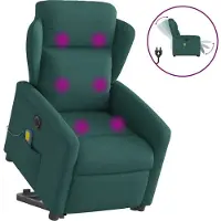 Syfax Sillón masaje eléctrico reclinable elevable tela verde oscuro