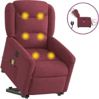 Syfax Sillón de masaje eléctrico reclinable elevable tela rojo tinto